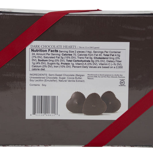 Trappistine Quality Candy || Dark Chocolate Hearts - From the Nuns of Mount St. Mary's Abbey