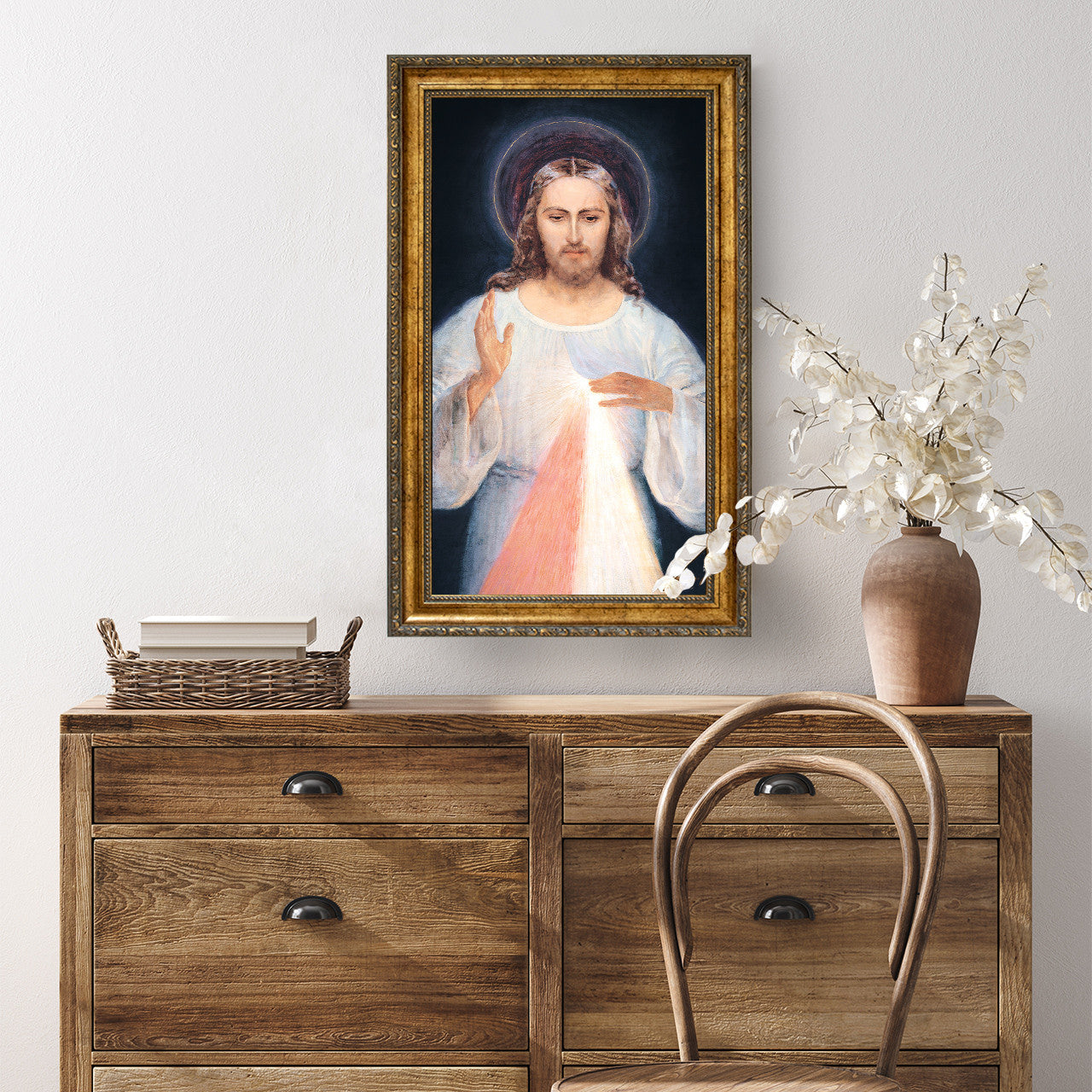 Face of Jesus - Framed Canvas - 12" x 22" - Divine Mercy Vilnius