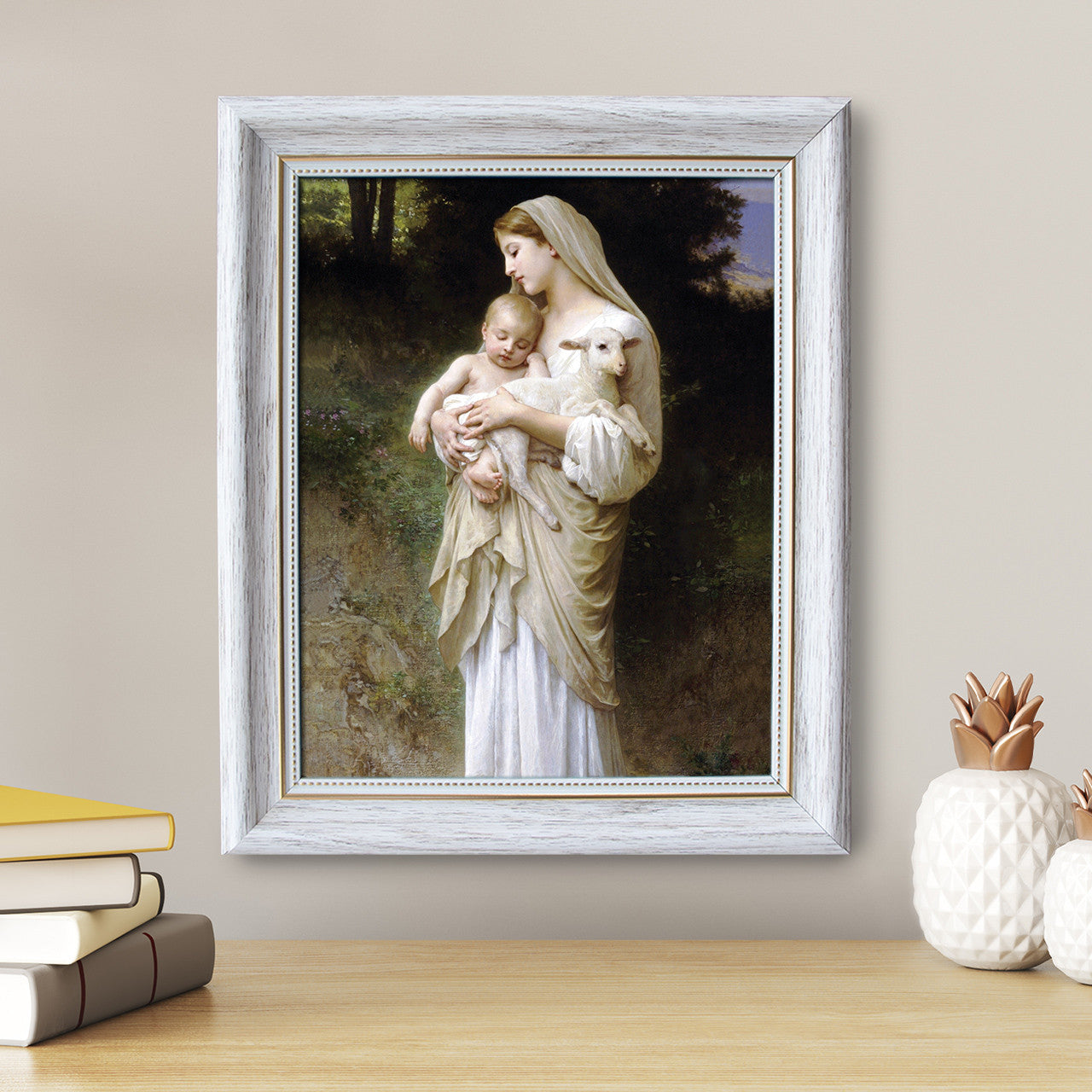 L'Innocence painting by William-Adolphe Bouguereau (1881) - White Frame - Framed Canvas - 8" x 10"