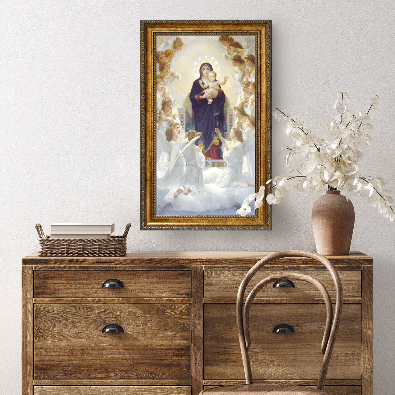 Queen of Angels painting by William-Adolphe Bouguereau (1881) - Framed Canvas - 12" x 22" - Regina Angelorum