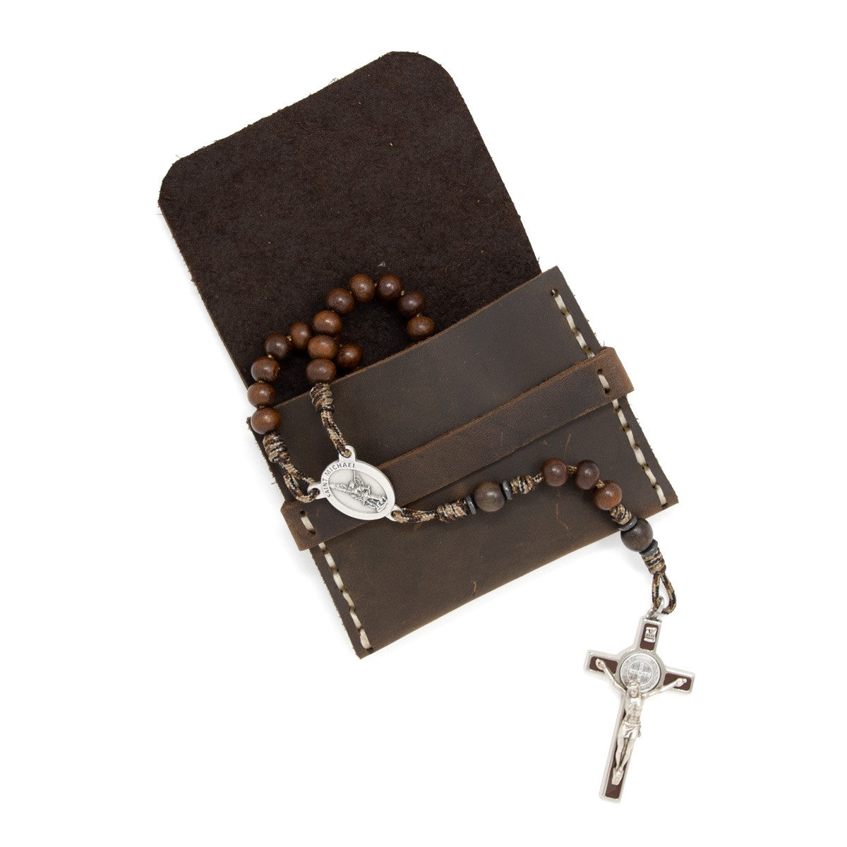 OreMoose || Rosary Pouch (Grizzly Bear) - Handmade Leather Pouch with Envelope Feature
