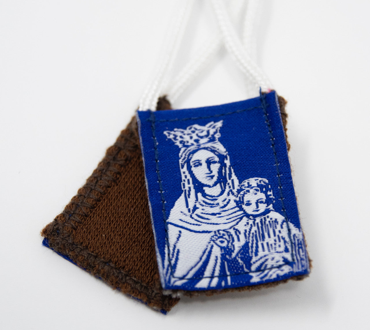 Premium Brown Scapular | Blue & White Rose - Original 15"