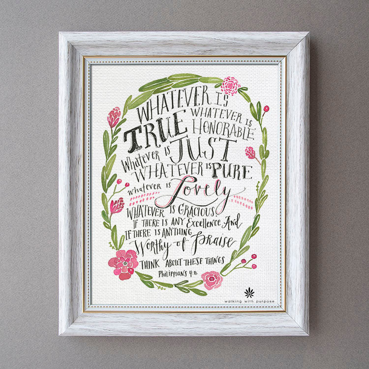 Philippians 4:8 - Framed Canvas