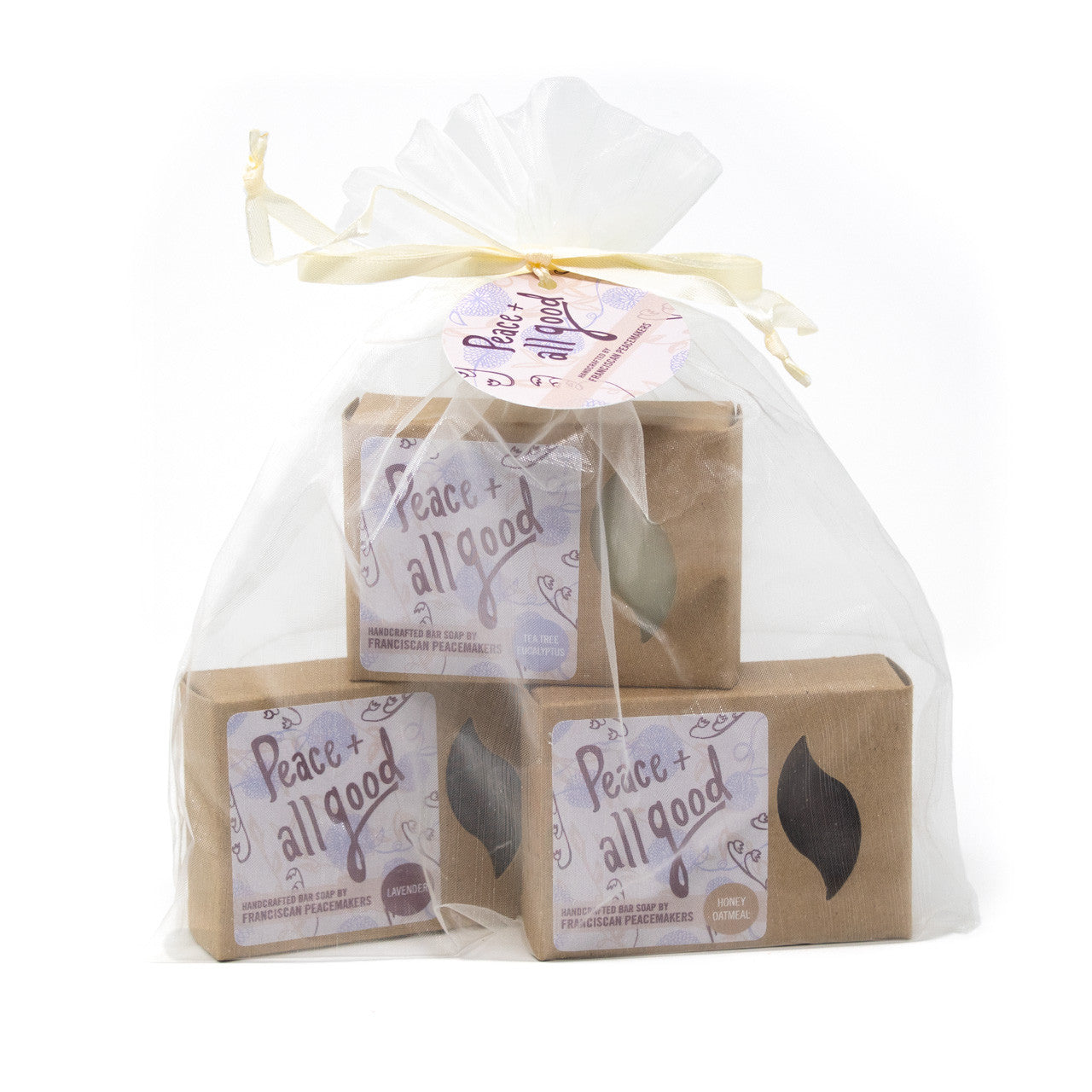 Franciscan Peacemakers | 3-Pack Soap Bars - Lavender, Tea Tree Eucalyptus, Honey Oatmeal