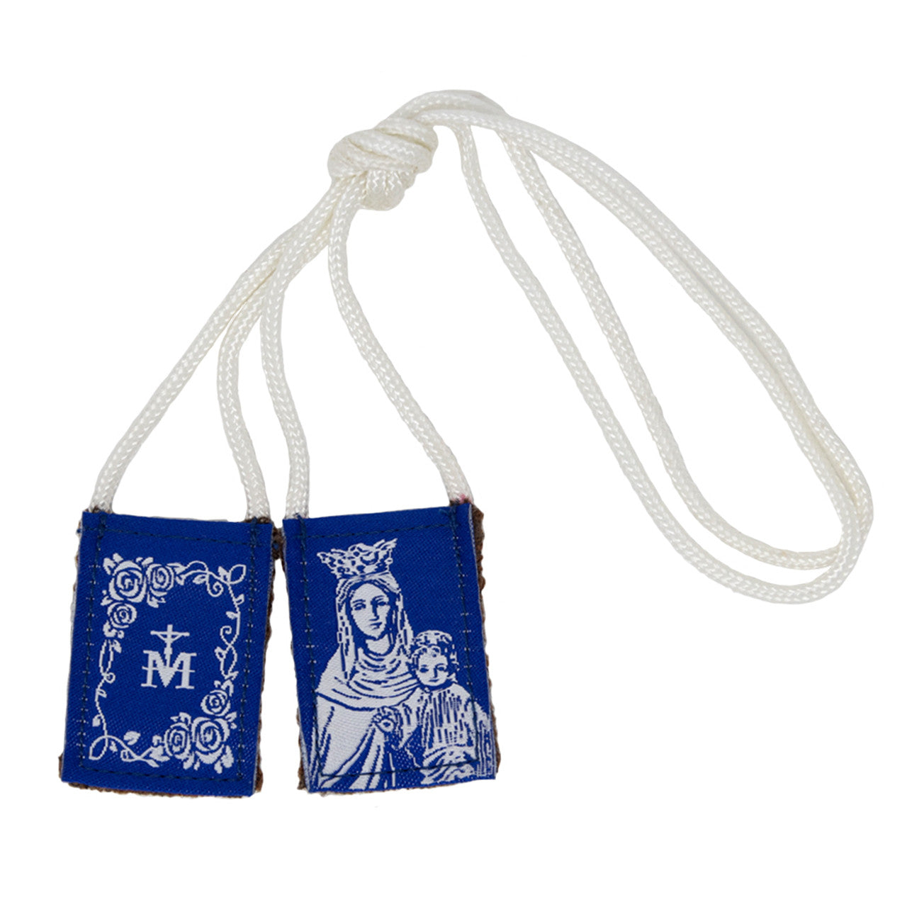 Premium Brown Scapular | Blue & White Rose - Original 15"