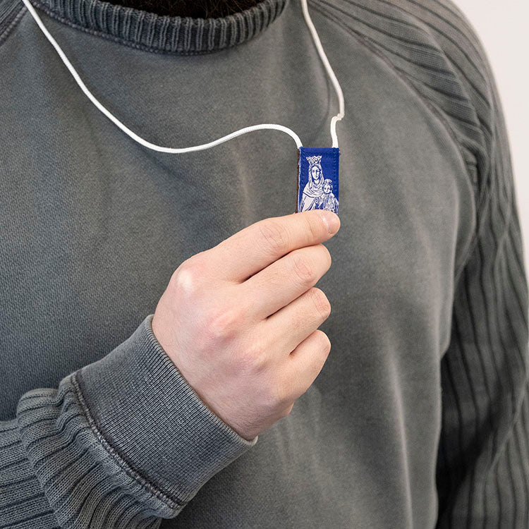 Premium Brown Scapular | Blue & White Rose - Original 15"