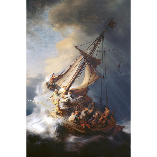 The Storm on the Sea of Galilee painting by Rembrandt (1633) - Canvas Print - 12" x 18" - Christ in the Storm
