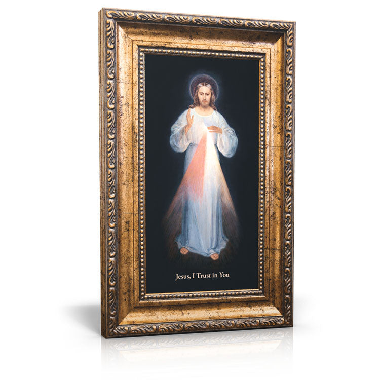 Divine Mercy (Vilnius) - Gold Framed Canvas