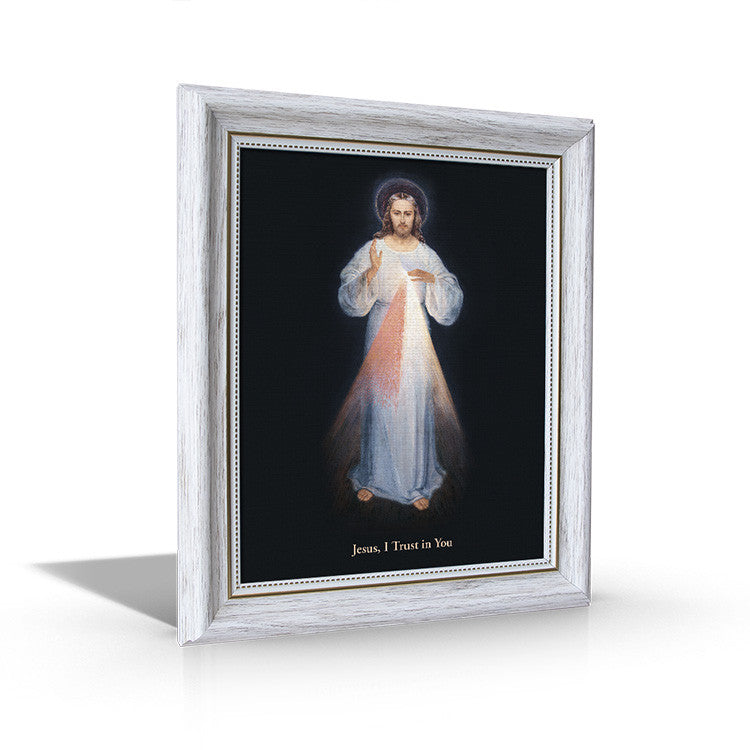 Divine Mercy - White Framed Canvas