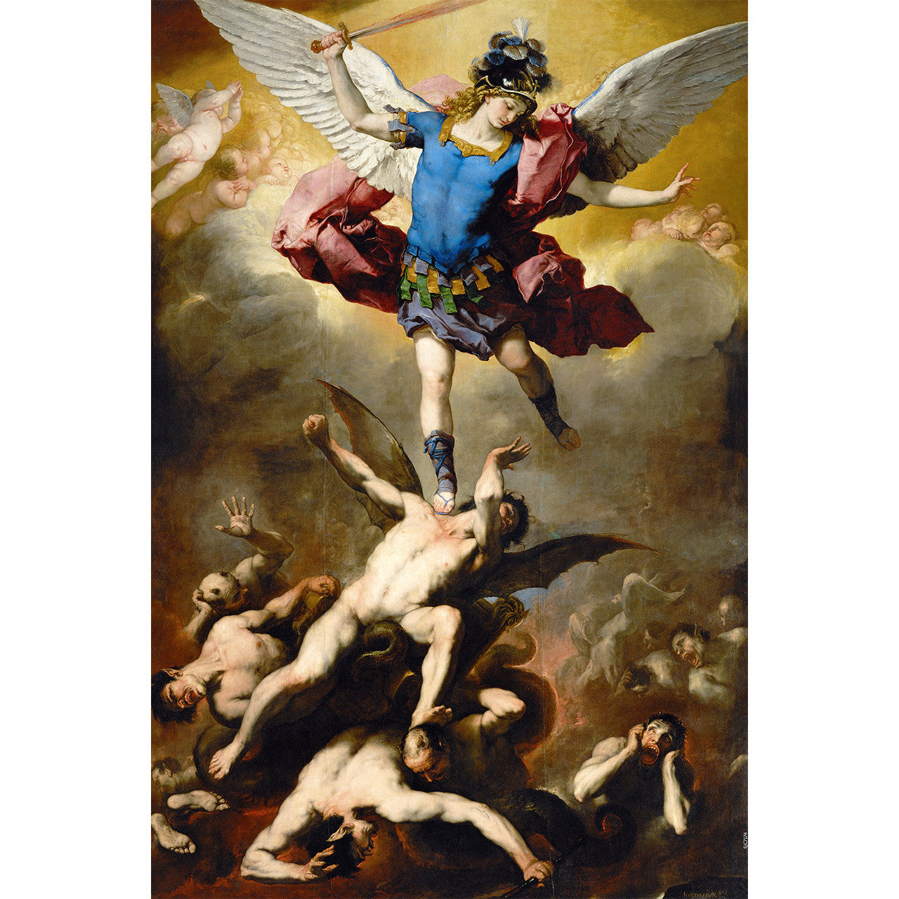The Fall of the Rebel Angels painting by Luca Giordano (1666) - Canvas Print - 12" x 18" - St. Michael the Archangel
