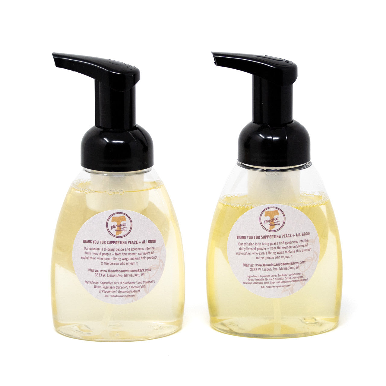 Franciscan Peacemakers | 2-Pack Foaming Hand Soap - Peppermint Leaf and Lemongrass Tea