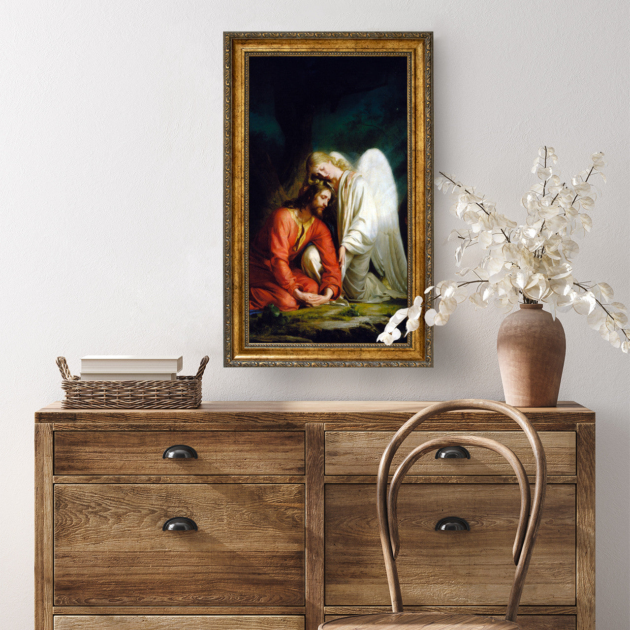 Gethsemane painting by Carl Heinrich Bloch (1873) - Canvas Print - 8" x 10" - Christ Comforted by an Angel