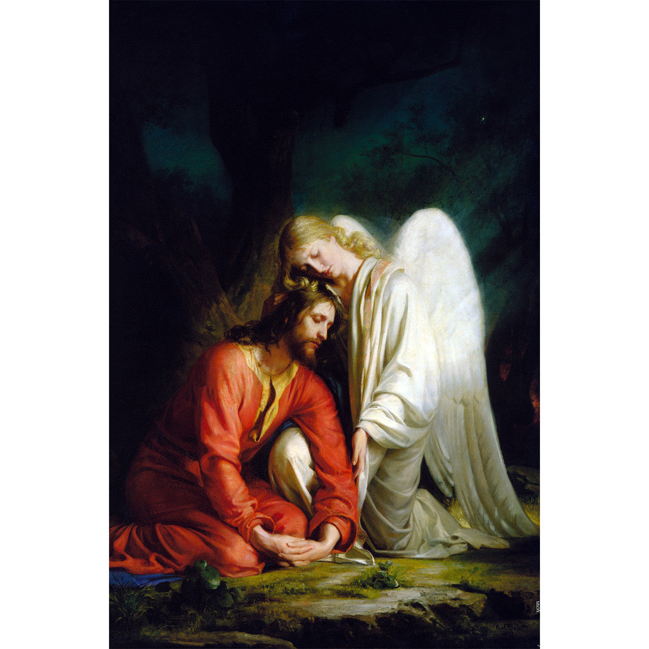 Gethsemane painting by Carl Heinrich Bloch (1873) - Canvas Print - 12" x 18" - Christ Comforted by an Angel