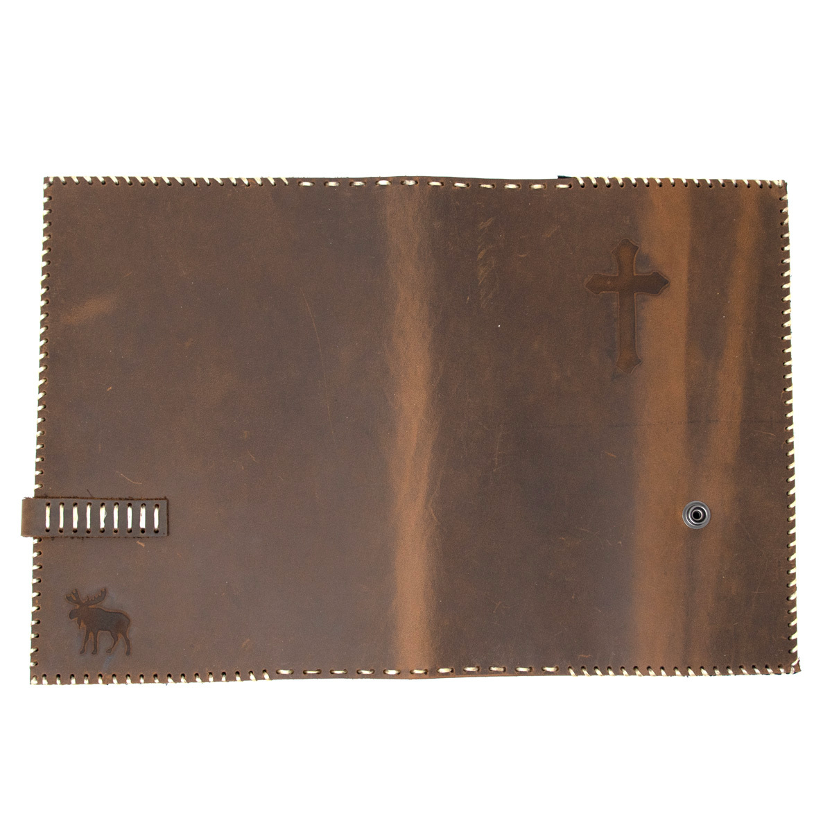 OreMoose || Bible Cover (Grizzly Bear) - Handmade Leather Bible Cover with Cross Design