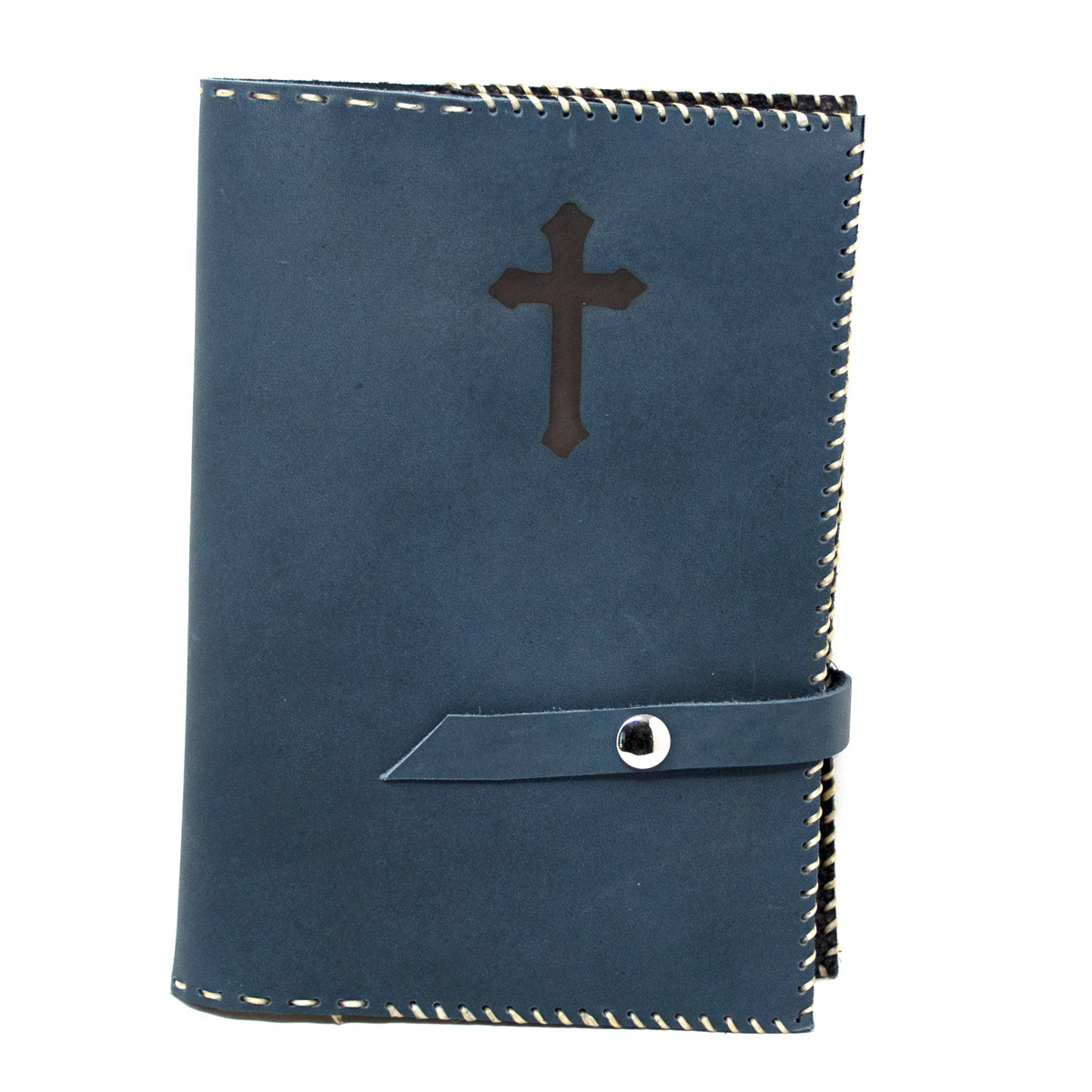 OreMoose || Bible Cover (Blue Jay) - Handmade Leather Bible Cover with Cross Design