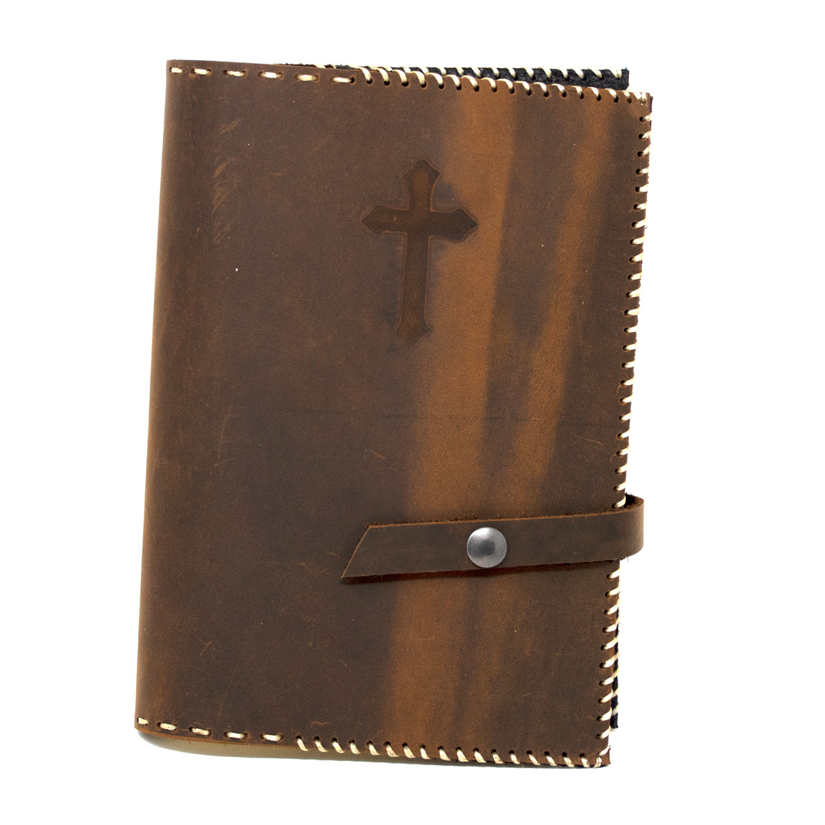 OreMoose || Bible Cover (Grizzly Bear) - Handmade Leather Bible Cover with Cross Design