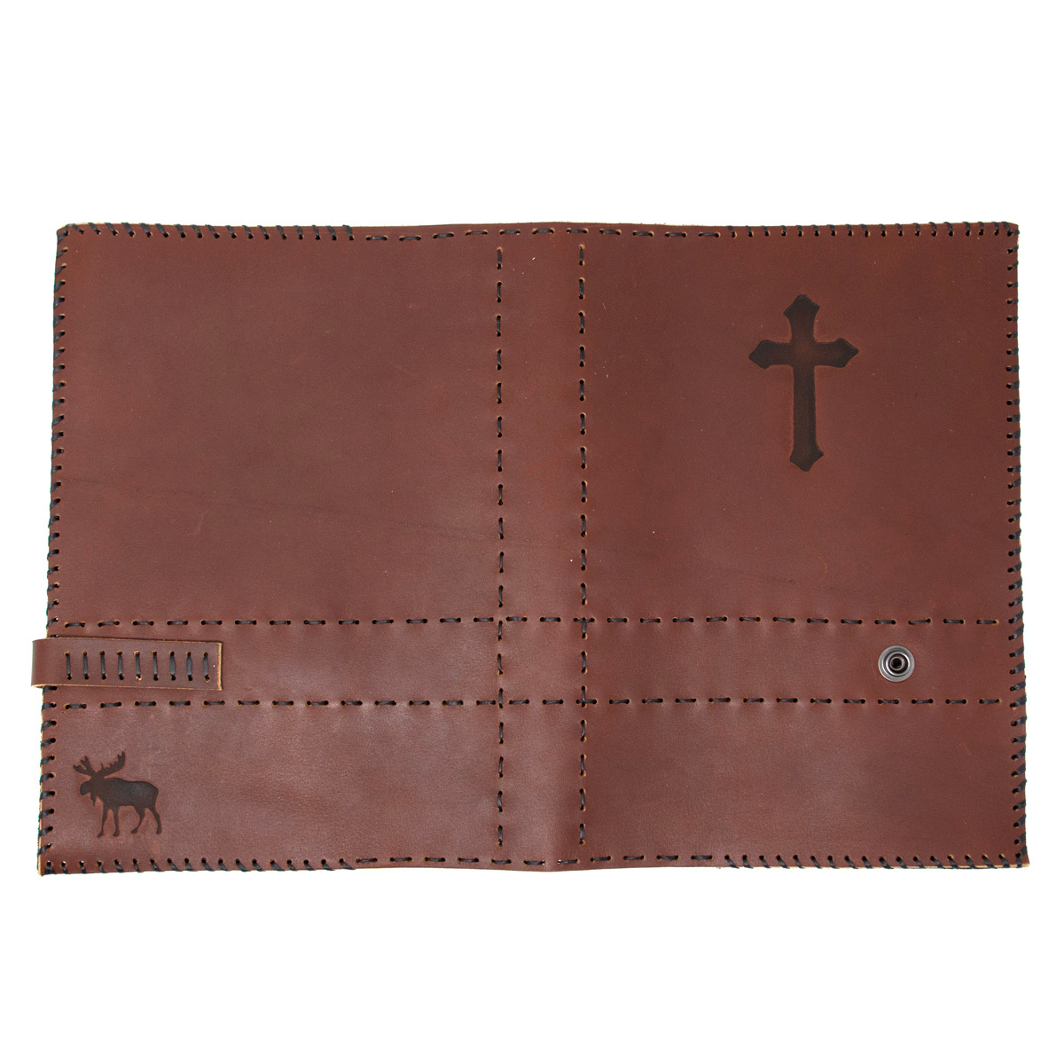 OreMoose || Bible Cover (Moose) - Handmade Leather Bible Cover with Cross Design
