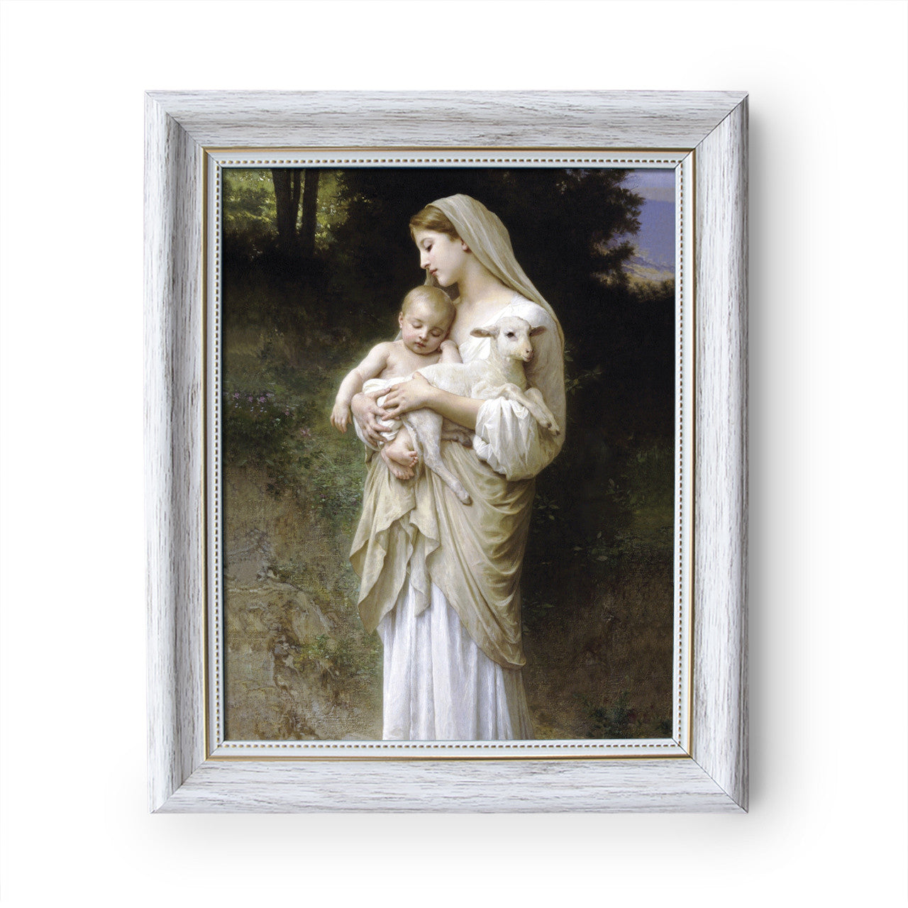 L'Innocence painting by William-Adolphe Bouguereau (1881) - White Frame - Framed Canvas - 8" x 10"