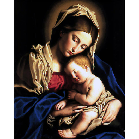 Madonna and Child painting by Giovanni Battista Salvi da Sassoferrato (1640) - Canvas Print - 16" x 20"