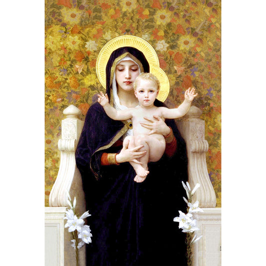 Madonna of the Lilies painting by William-Adolphe Bouguereau (1881) - Canvas Print - 12" x 18"