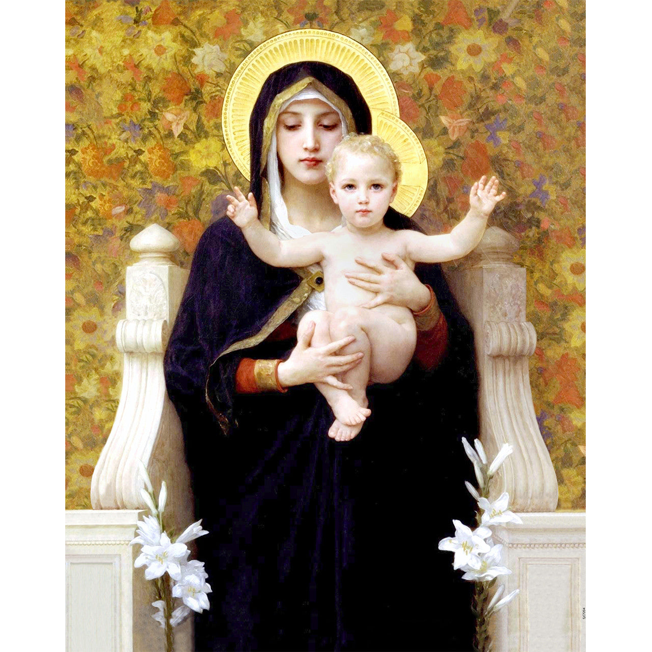 Madonna of the Lilies painting by William-Adolphe Bouguereau (1881) - Canvas Print - 16" x 20"