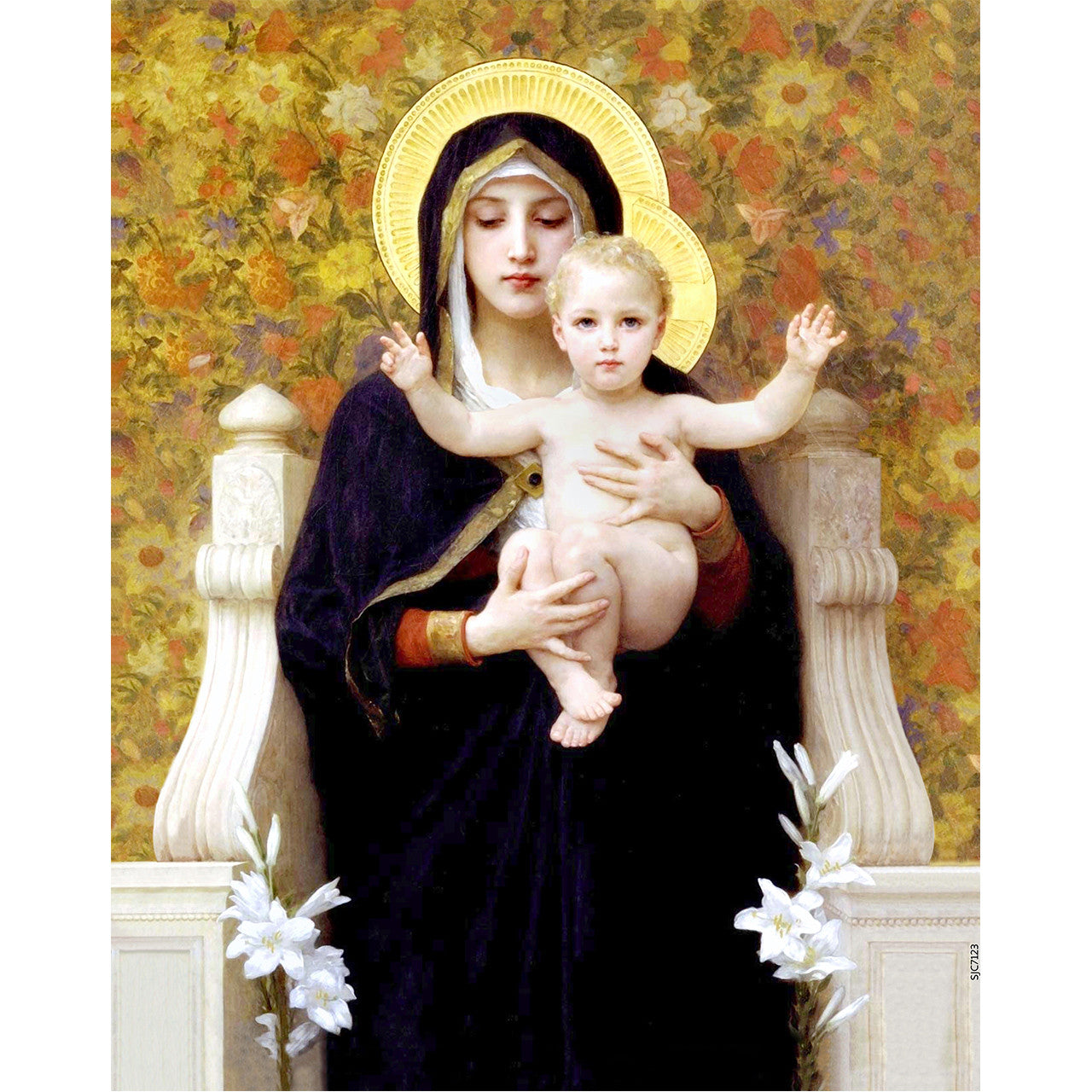 Madonna of the Lilies painting by William-Adolphe Bouguereau (1881) - Canvas Print - 8" x 10"
