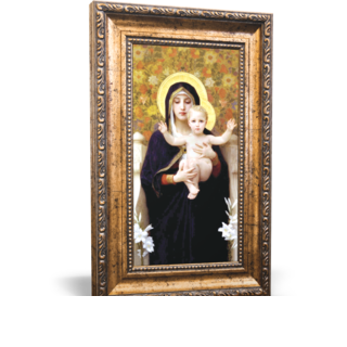 Madonna of the Lilies - Framed Canvas 6" x 11" (Including frame: 9.5" x 14.5")