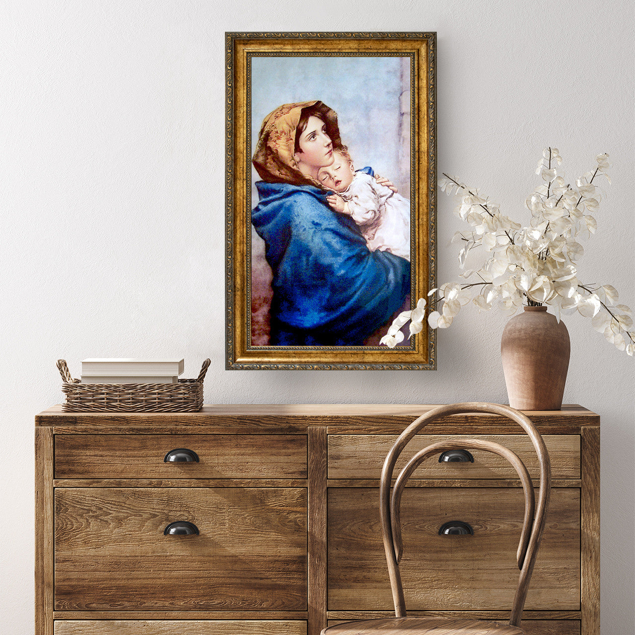 Madonna of the Streets painting by Roberto Ferruzzi (1897) - Framed Canvas - 12" x 22" - The Madonnina