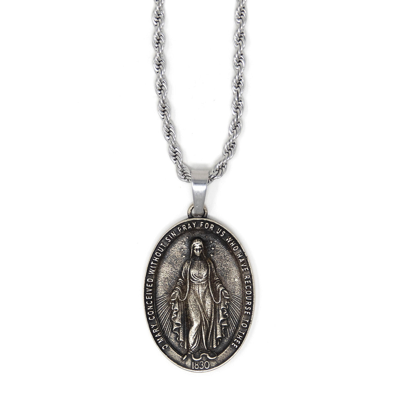In Via || Miraculous Medal - Handcrafted with 22in Steel Rope Chain
