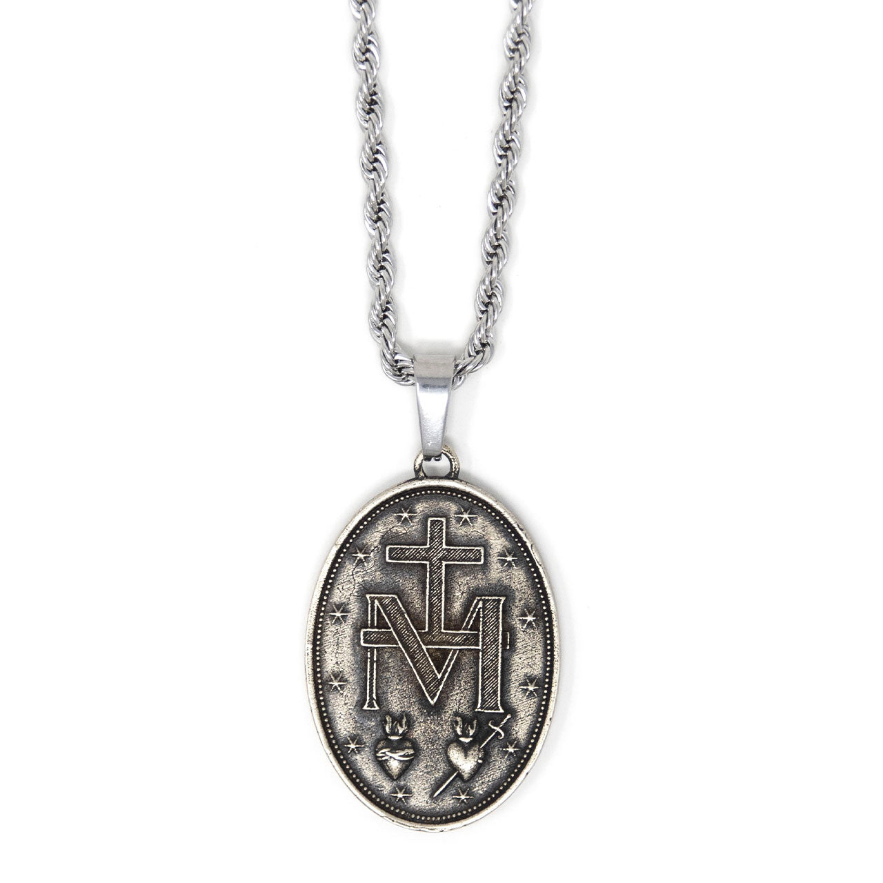 In Via || Miraculous Medal - Handcrafted with 22in Steel Rope Chain