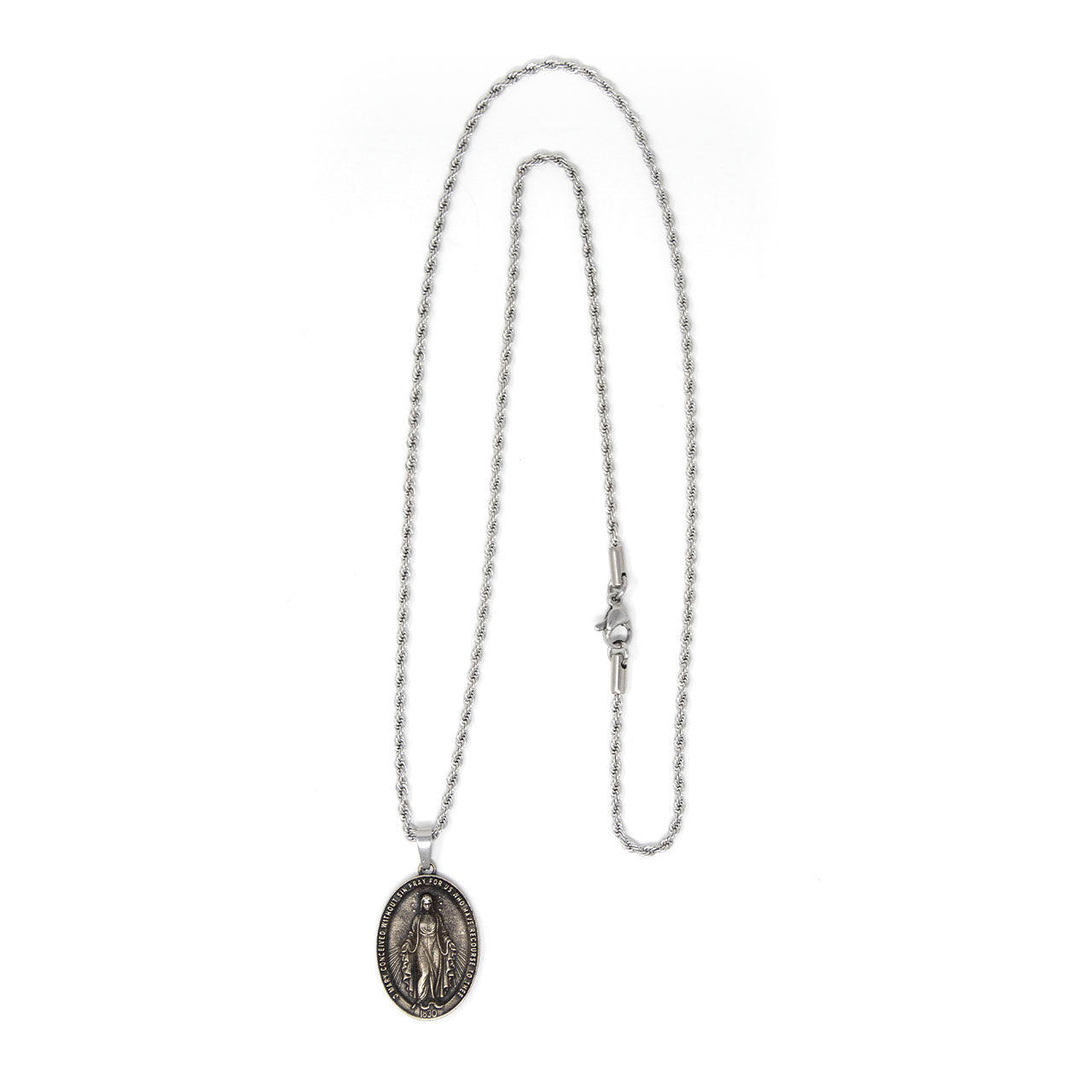 In Via || Miraculous Medal - Handcrafted with 22in Steel Rope Chain