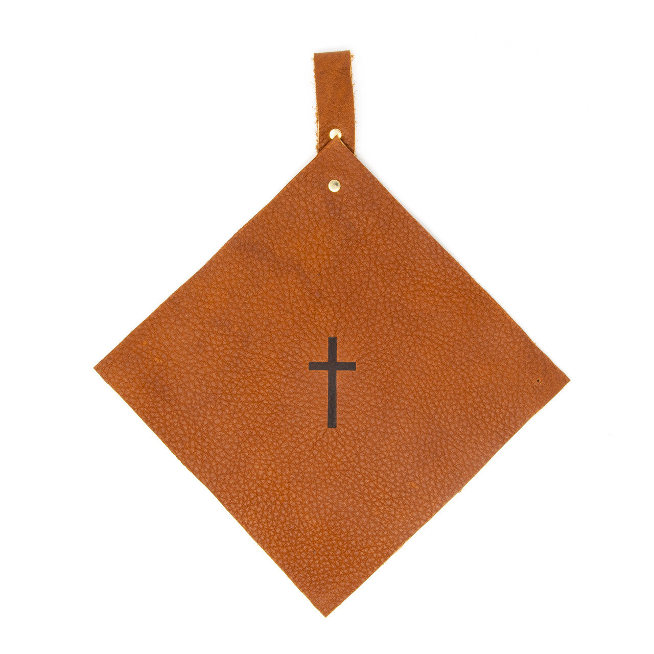 OreMoose || Pot Holder (Tan Casco) - Handmade Leather Pot Holder with Cross Design
