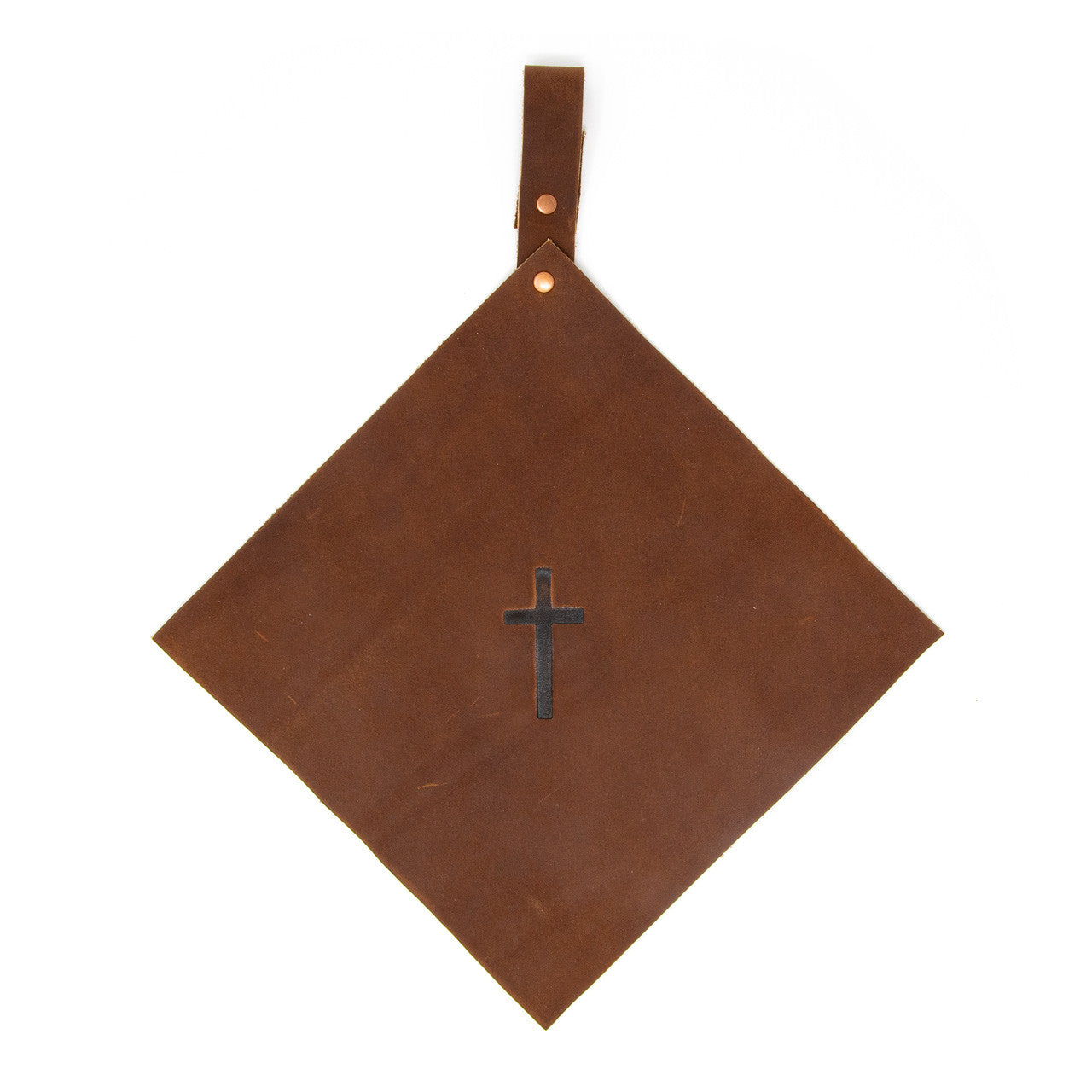 OreMoose || Pot Holder (Amber) - Handmade Leather Pot Holder with Cross Design