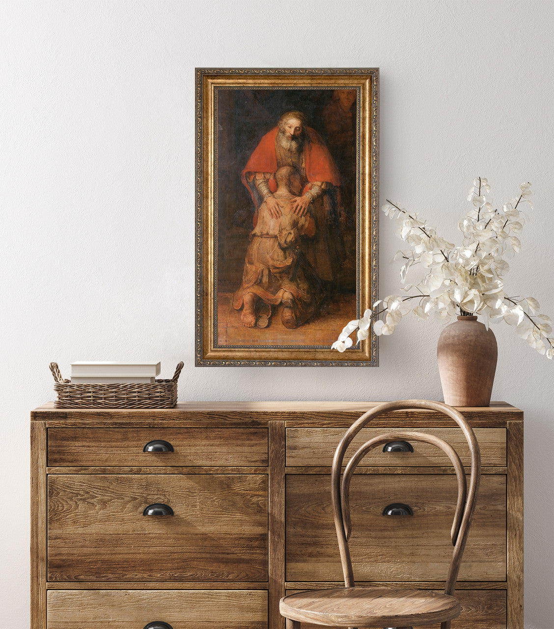 Rembrandt: Return of the Prodigal Son - Framed Canvas 12" x 22"