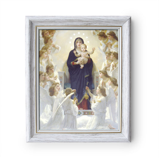 Queen of Angels painting by William-Adolphe Bouguereau (1881) - White Frame - Framed Canvas - 8" x 10"