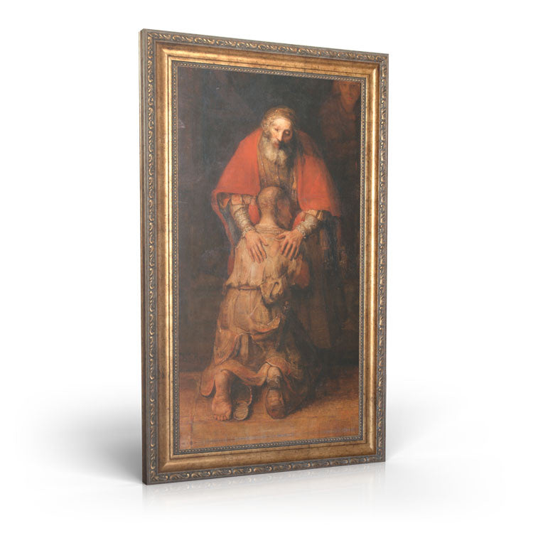 Rembrandt: Return of the Prodigal Son - Framed Canvas 12" x 22"