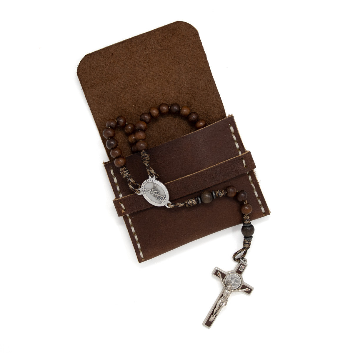 OreMoose || Maternity of Mary Rosary Pouch (Seal)-Handmade Leather Pouch with Envelope Feature