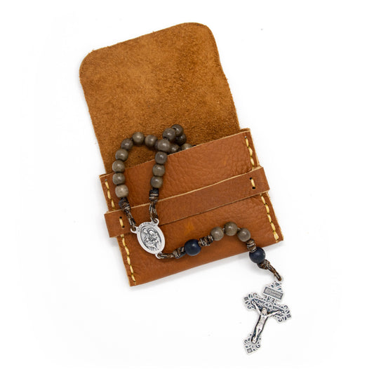 OreMoose || Rosary Pouch (Tan Casco) - Handmade Leather Pouch with Envelope Feature