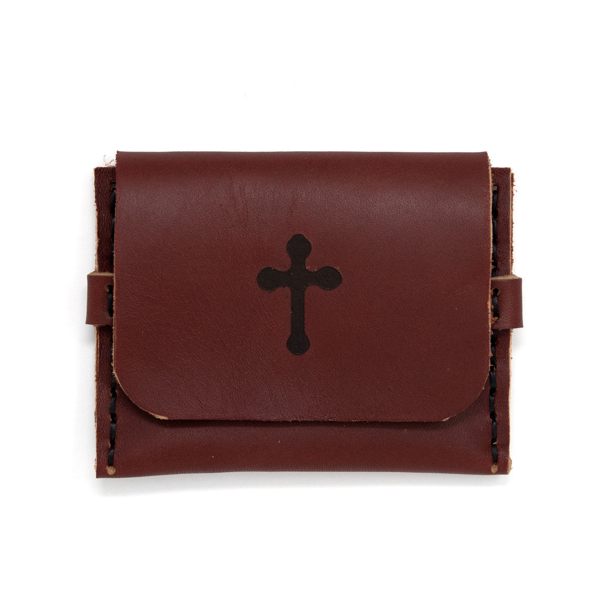 OreMoose || Rosary Pouch (Cardinal) - Handmade Leather Pouch with Envelope Feature