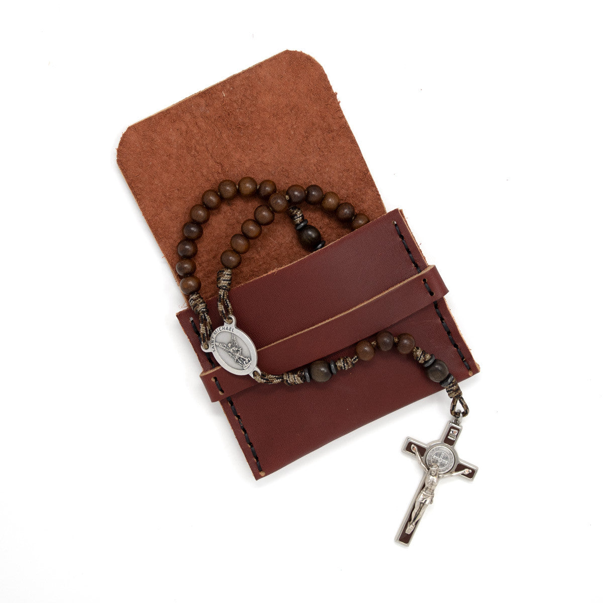 OreMoose || Rosary Pouch (Cardinal) - Handmade Leather Pouch with Envelope Feature