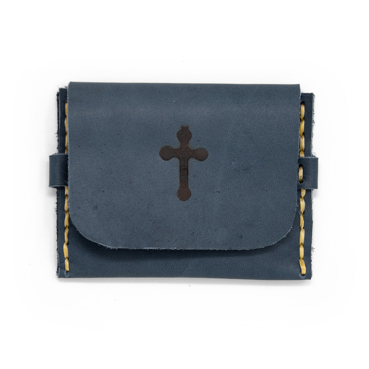 OreMoose || Rosary Pouch (Denim) - Handmade Leather Pouch with Envelope Feature