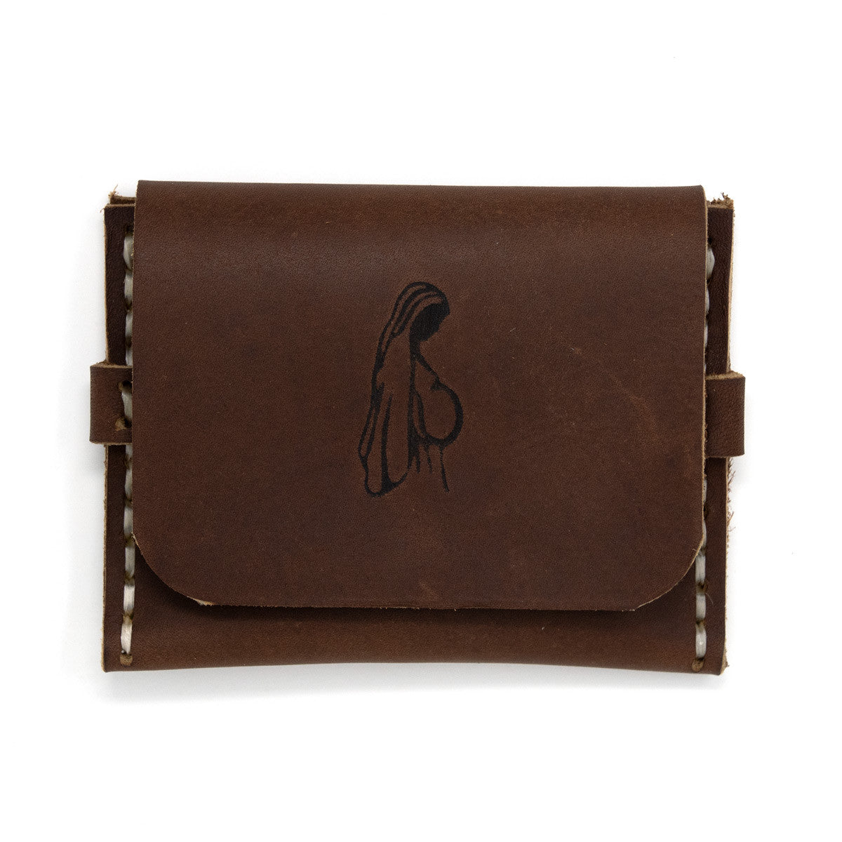 OreMoose || Maternity of Mary Rosary Pouch (Seal)-Handmade Leather Pouch with Envelope Feature