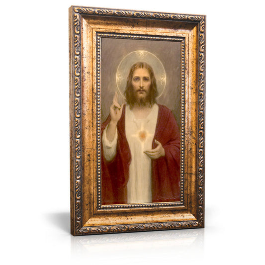 Sacred Heart of Jesus painting by Charles Bosseron Chambers - Framed Canvas 6" X 11"