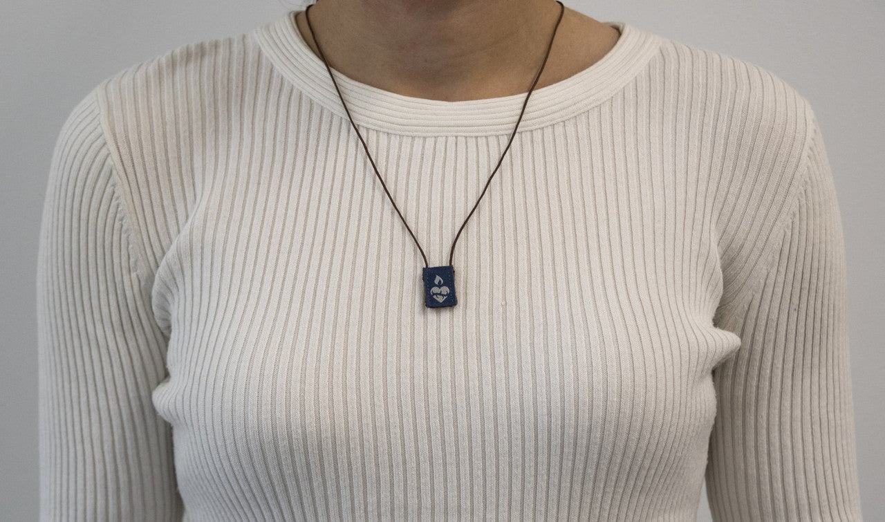 Premium Brown Scapular | Navy and Brown (Mini) - Brown Cord - 16in