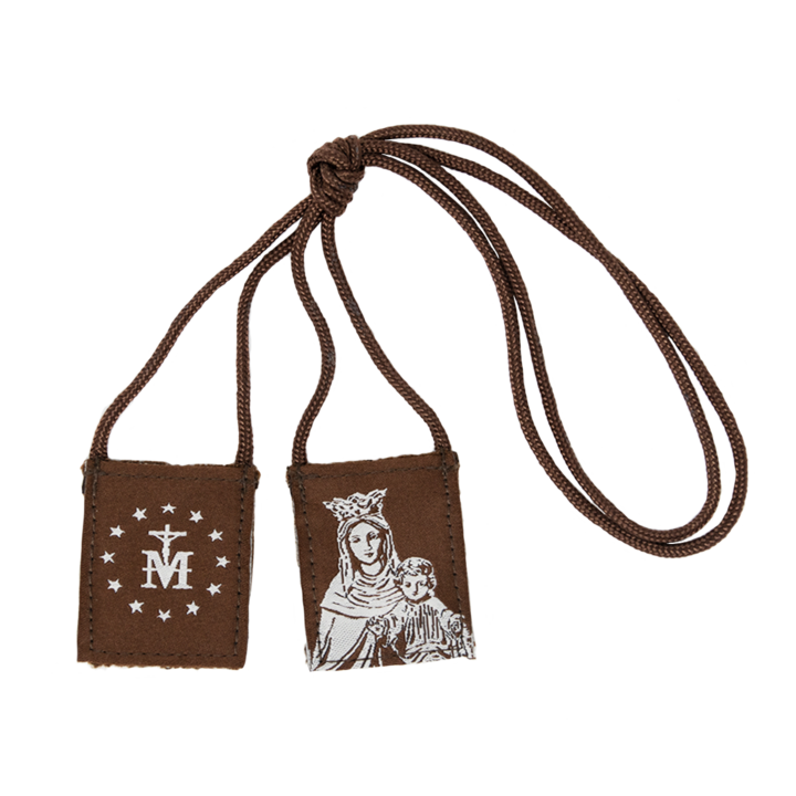 Premium Brown Scapular | Brown and Cream - Our Lady of Mt. Carmel - Regular - 14in