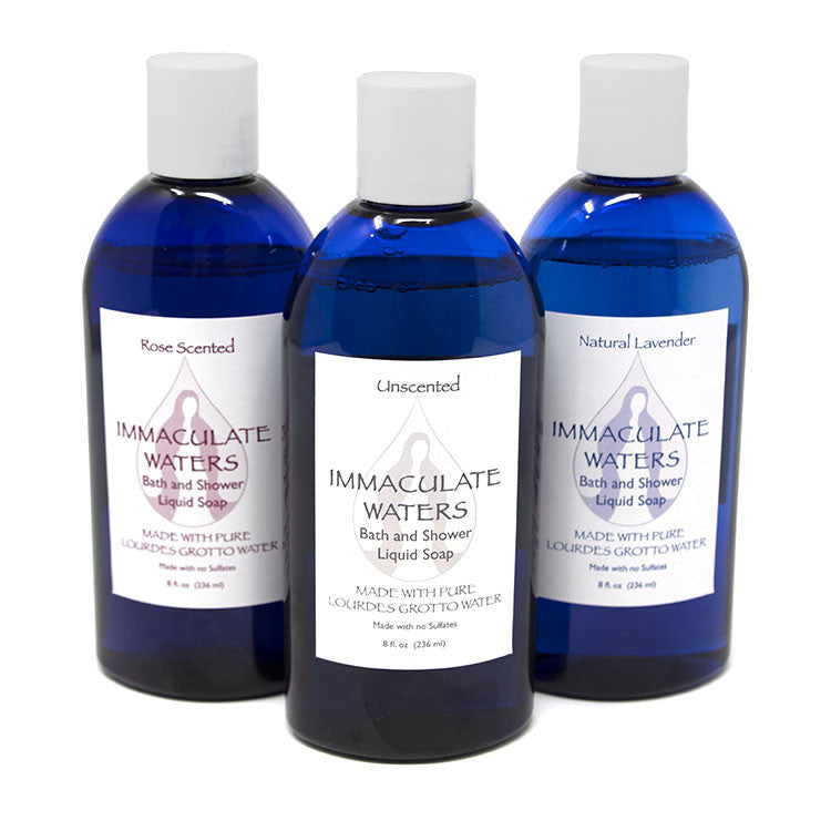 Immaculate Waters || Bath and Shower Liquid Soap made with Lourdes Water - 3-Pack