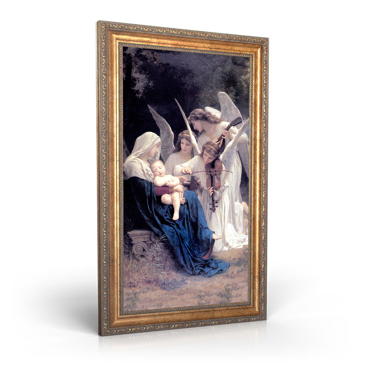 Song of the Angels painting by William-Adolphe Bouguereau (1881) - Framed Canvas - 12" x 22" - La Vierge aux anges