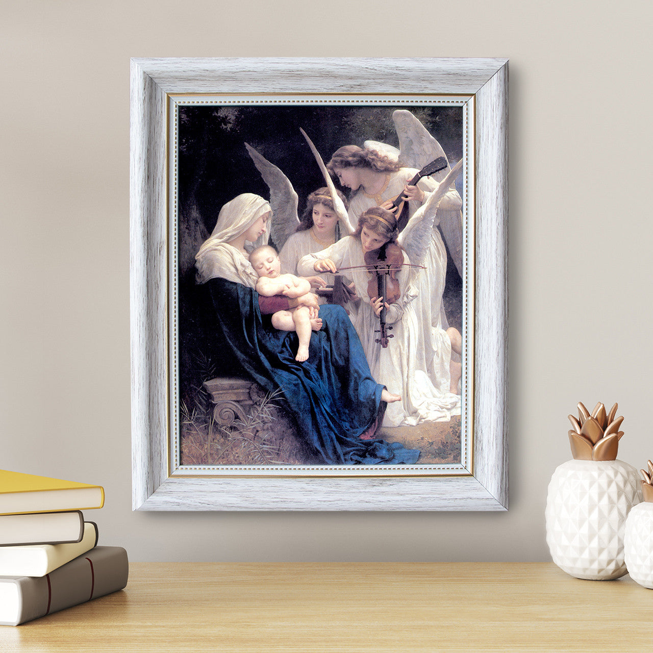 Song of the Angels painting by William-Adolphe Bouguereau (1881) - White Frame - Framed Canvas - 8" x 10"